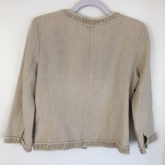 Michael Kors Beige Linen Gold Hardware Crop Jacket - Picture 3 of 8